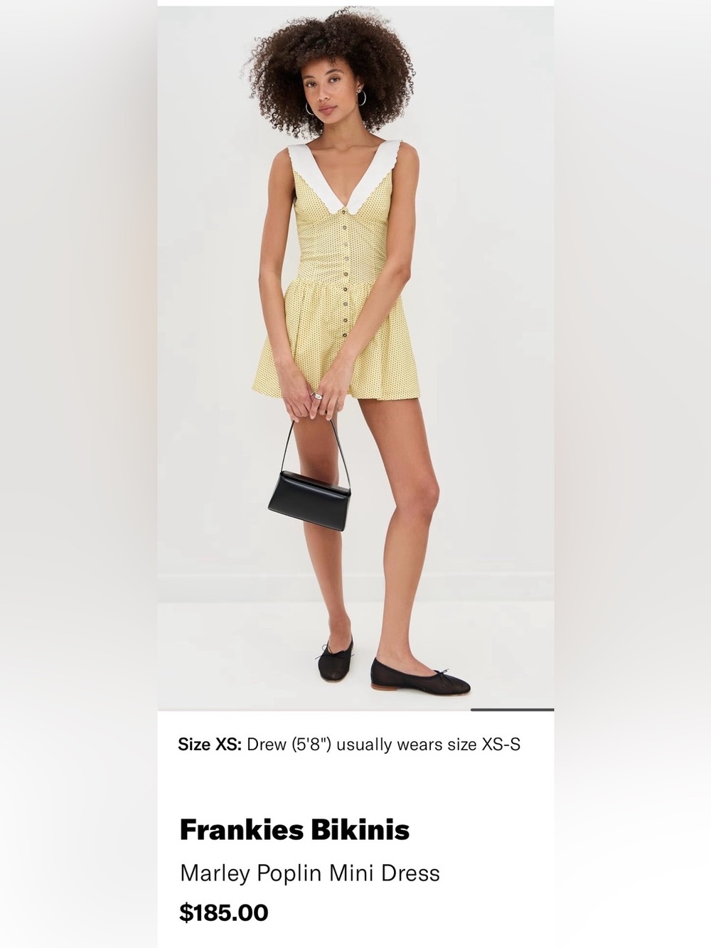 FRANKIE’S BIKINI Marley Poplin Mini Dress Yellow Polka Dot Button-Front Dress - Picture 3 of 12